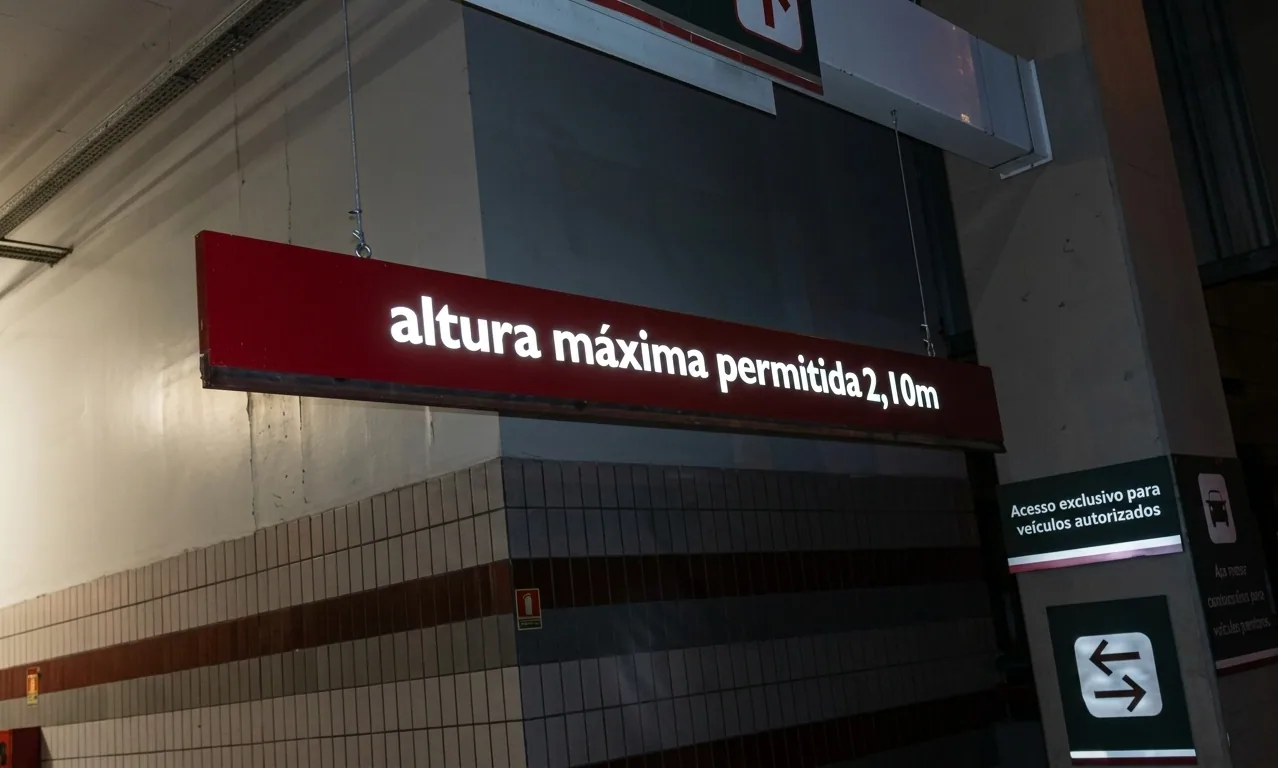 Acesso veicular — Sinalização de altura máxima permitida